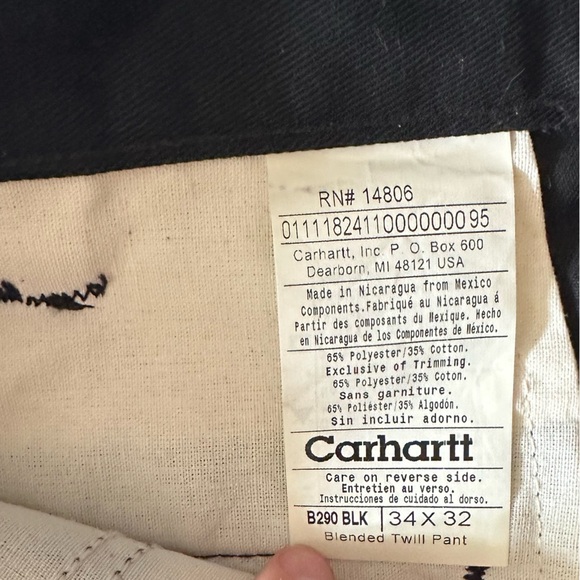 Carhartt Black Dress Pants Elegant Straight Leg - Picture 4 of 5
